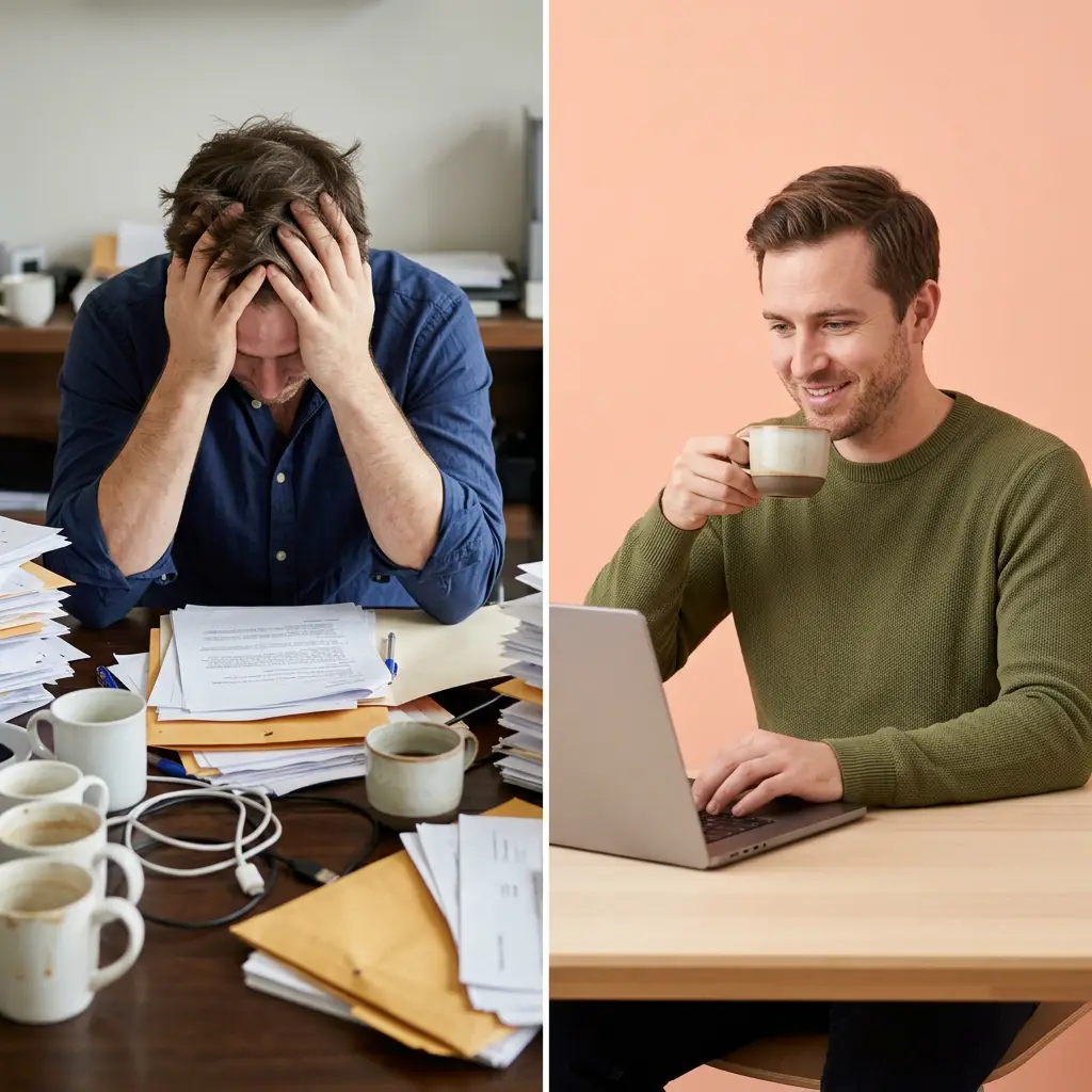 Before and after Deskwork